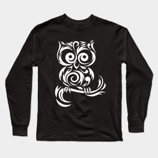 Little Owl Tribal # White Long Sleeve T-Shirt